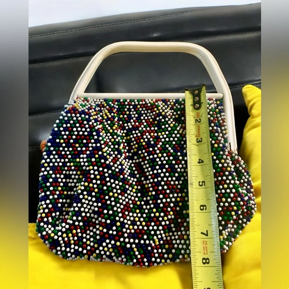 Vintage Rare 1960s Beaded Candy Dot Bag Reversible - Picture 12 of 15